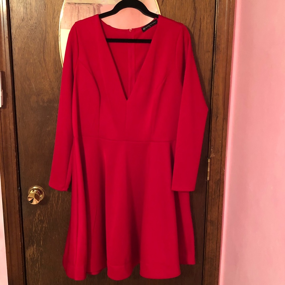 Red long sleeve cocktail dress